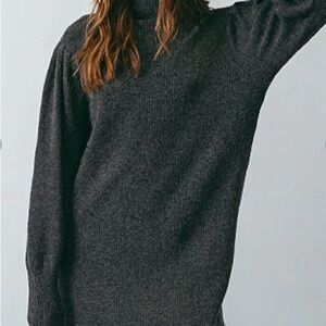 Blu Pepper Charcoal Mock Neck Knit Sweater Dress